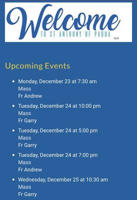 Dec 24 & 25 Mass Schedule-- annual