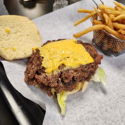 Double smash burger. Good burger that was seasoned well but just didn't have a good "smash" scald on it. The fries were not very good.