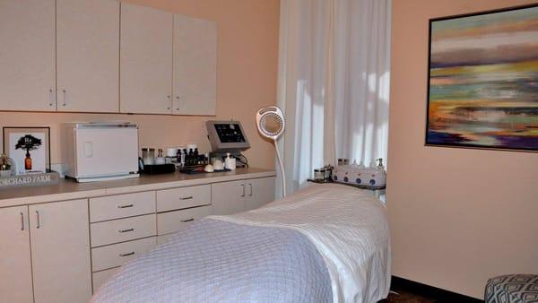 Esthetician Room 1. Along with skincare, we offer facial and body waxing.