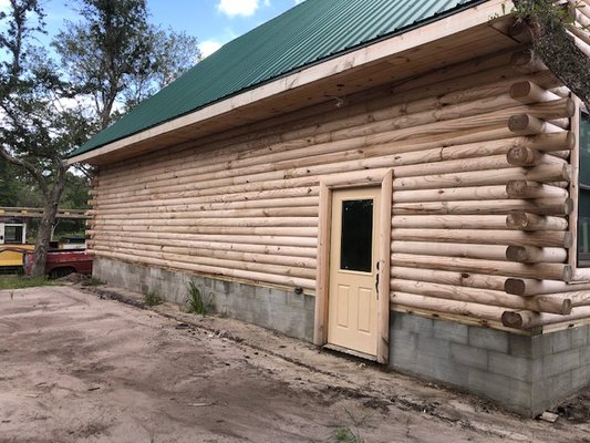 After we softwashed this log cabin!