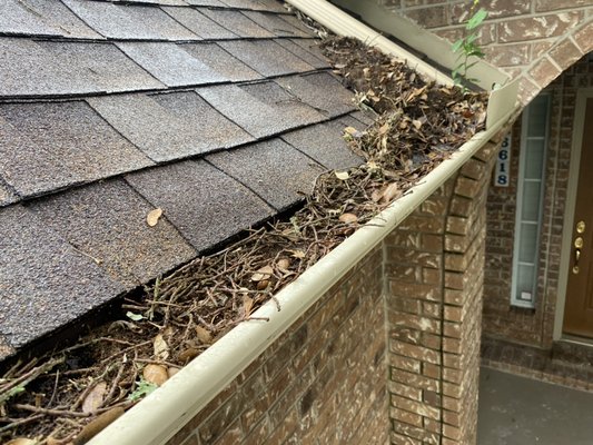 The gutters needs a anti-leaf guard.