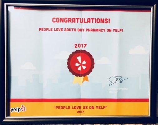 2017 - "PEOPLE LOVE US ON YELP" - Thank you!