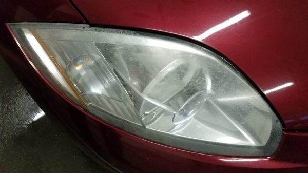 Before headlight restoration