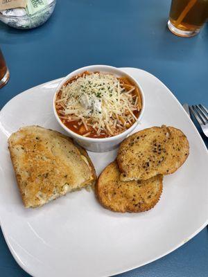 Grilled cheese and lasagna soup