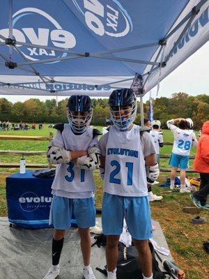 Game ready at a tournament Evo boys lax 2026