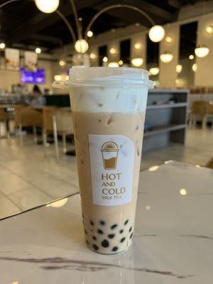 Signature milk tea with crème cheese foam and boba