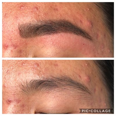 Eyebrows shaping done with tinting and waxing