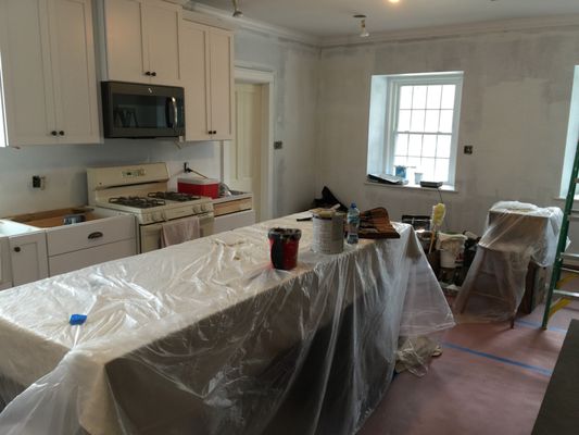 Prep work in farmhouse kitchen