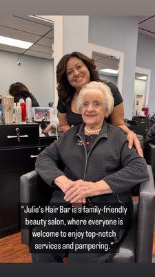 "Julie's Hair Bar is a family-friendly beauty salon, where everyone is welcome to enjoy top-notch services and pampering.