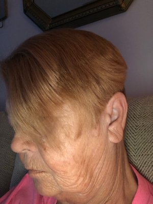 My mother in law went and got her haircut choppy and not right.