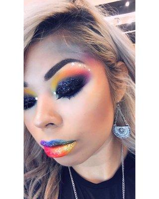 Fun rainbow themed makeup for a special event