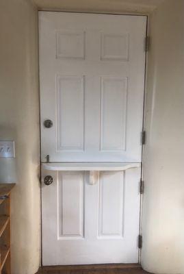 New front door (perfectly matched the old bottom half)