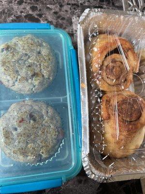 Cinnamon rolls and banana muffins