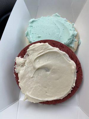 Red velvet and Classic sugar cookies. Not worth the calories.