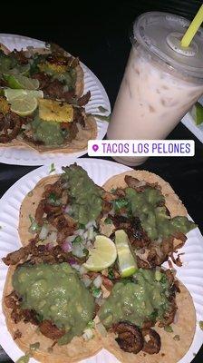 Al pastor tacos and horchata for the lady ‍