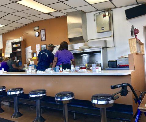 Counter with view of the cooks