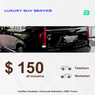 To or from Teterboro transportation is $150 with the discount. Please contact us to get your SUV ready.