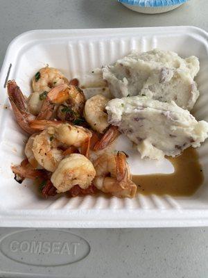 Delicious Scampi shrimp and mustard mashed potatoes