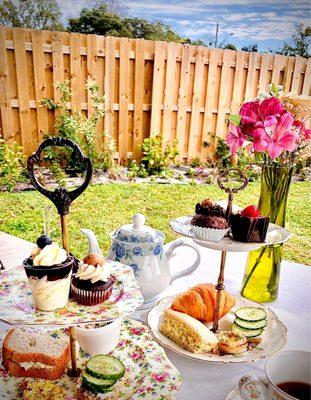 Our GF and standard Afternoon tea on the veranda.