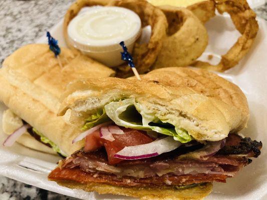 Italian Sub with real onion rings