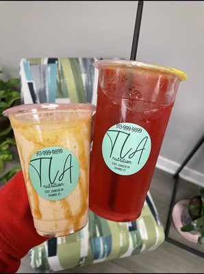 A protein meal replacement shake AND a hydrating energizing tea! (Caramel cheesecake and tropical twist)