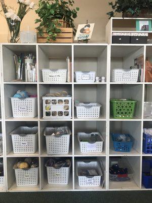 Organized wall with crafting supplies