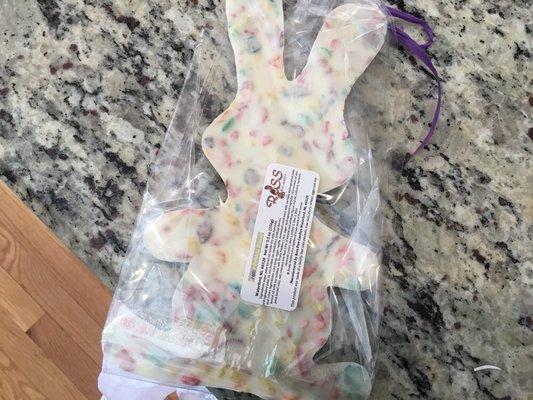 The back of the Fruit Pebbles rabbit really shows the fruity goodness throughout!