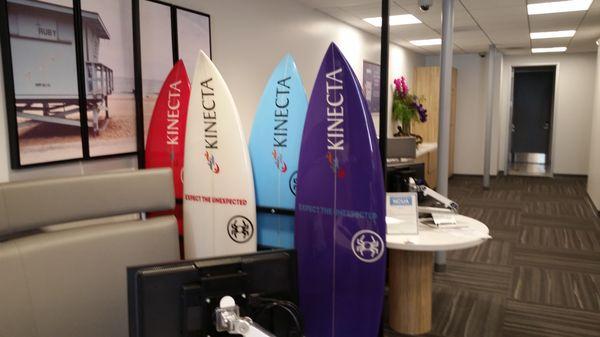 Interesting collection of surf boards.