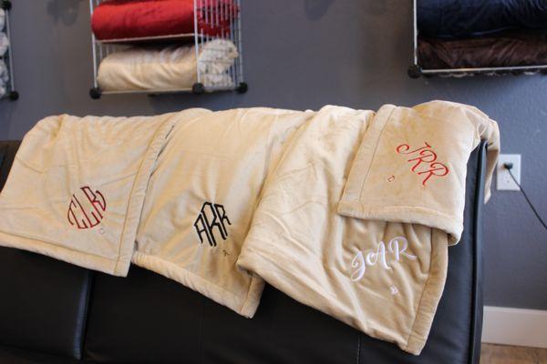 FREE 3 initial embroidery with any blanket or robe purchase!