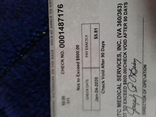 This is reimbursement? My bank wont even cash it.you got paid though?