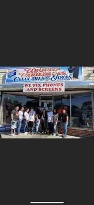 Family and store front