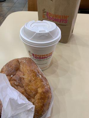 Apple fritter and coffee