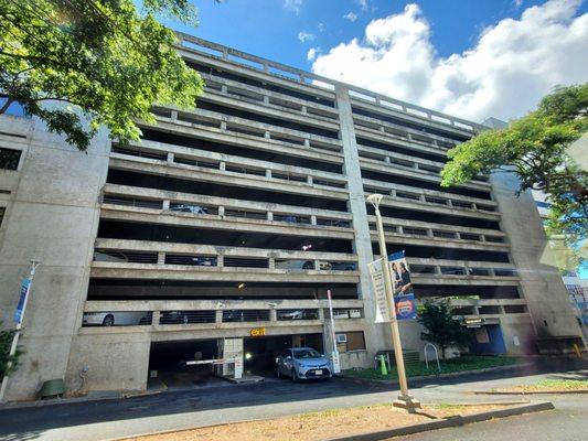 Parking garage in building next to office bldg