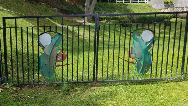 Custom decorative steel swing gate