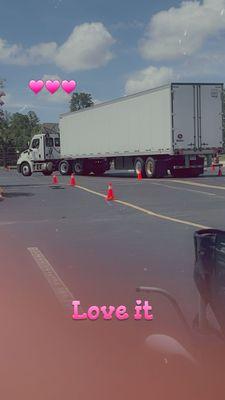 Tractor and trailer at the school