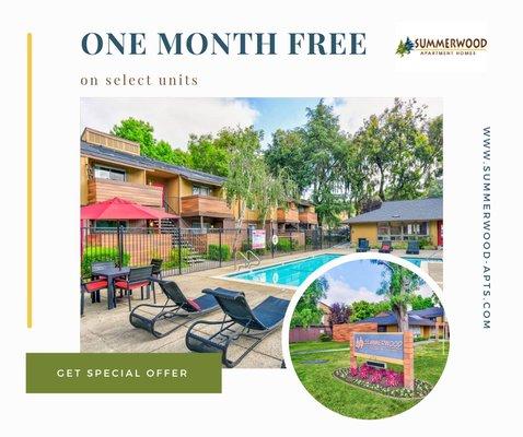 ONE MONTH FREE on select units!