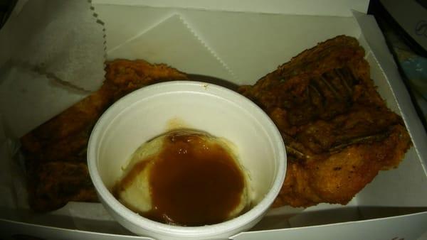 2 piece snack box with mashed potato and gravy as the side ($4)