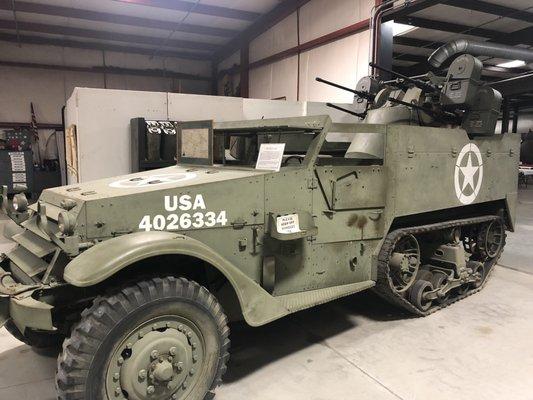 The World War II era M16 anti-aircraft half track.