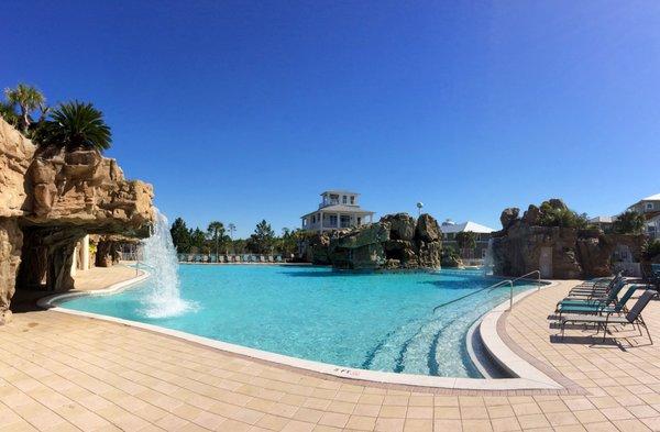 Waterfalls and grottos about at the huge Cypress Breeze neighborhood pool.  Just a 1/2 mile from the beach!