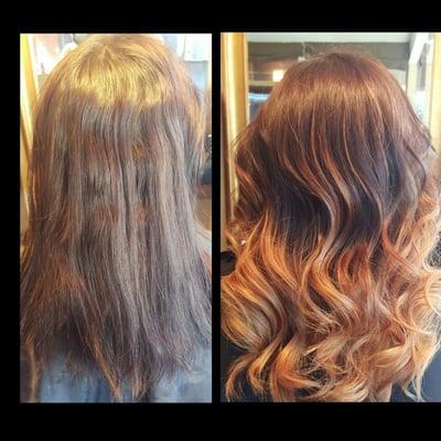 Ombré with beach wave using OLAPLEX to avoid any breakage!