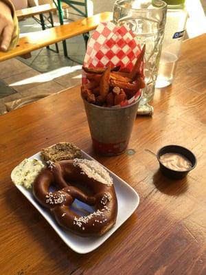 Pretzel and sweet potato fries