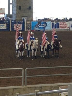 Photo taken 10/12/2014 - (#3) national anthem (Norco Cowgirls Rodeo Drill Team).