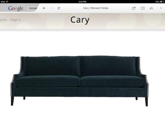 I ordered the Carrie sofa today as pictured except in a royal blue.