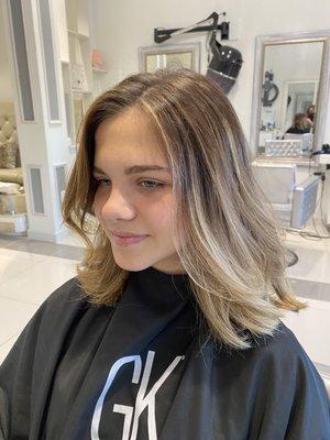 Natural balayage hair color