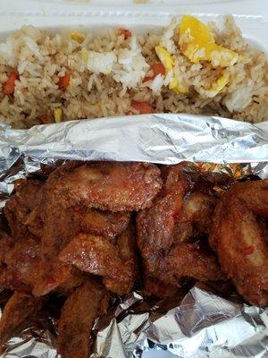 Asian Wings and Shimp Fried Rice.