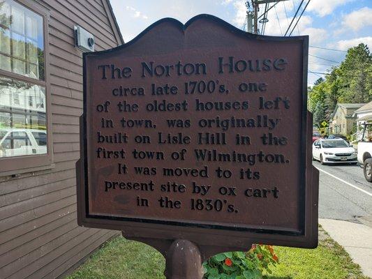 The Norton House Historical Marker, Wilmington VT