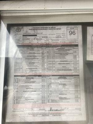 Health Department inspection score (96 of 100)