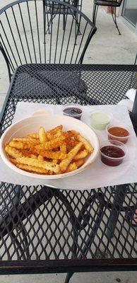 Fries with every in house made sauce they have