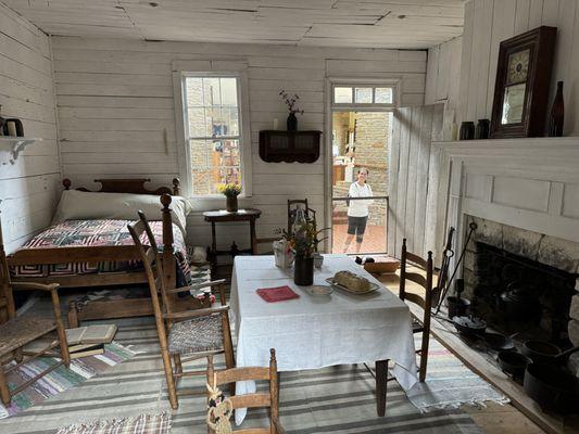 Interior view of house through glass