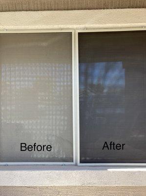 Before and after of sun screens.